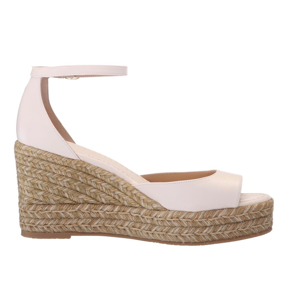 Stuart Weitzman Seashell Leather Espadrille Wedge Sandals Nidistia Womens 11 New
